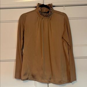 Banana Republic Elegant Tan Ruffle Neck Women's Top